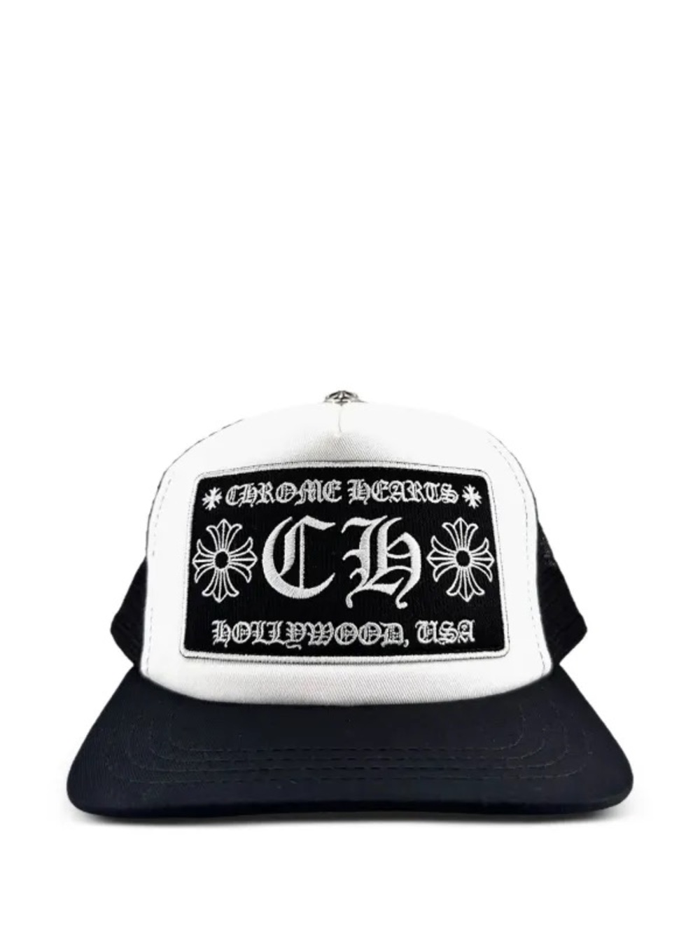 Chrome Hearts Black and White Patch Trucker Hat